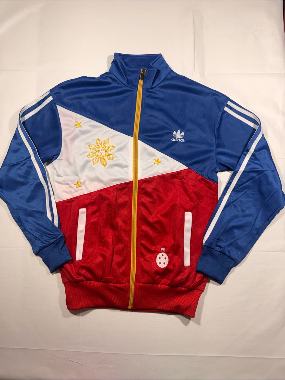 adidas Men's Lightweight Track Jacket in Red, Blue & White